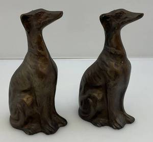 lot 17 image: Vintage 6 12 Tall Cast Metal Greyhounds