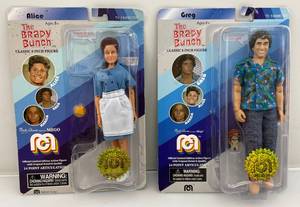 lot 16 image: MEGO Corp. Brady Bunch Alice & Greg Action Figures (NB)