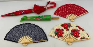 lot 87 image: Misc. Vintage Oriental Umbrellas & More