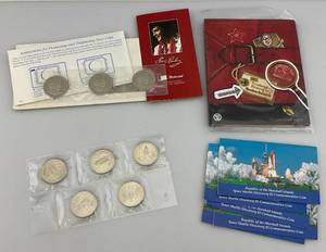 lot 97 image: Misc. Vintage Novelty Coins Including ELVIS & More