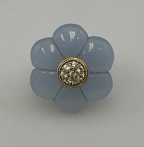 lot 100 image: Vintage Sterling Ring Set With Floral Motif Carved Stone