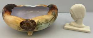 lot 165 image: Vintage LENOX Brand Art Deco Miniature 4 Bust & Decorative Pinecone Themed Bowl