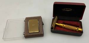 lot 182 image: 1930s Barber Razor Gillette Copper Three Piece & Vintage 3M Pocket Knife