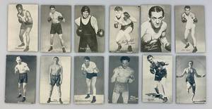 lot 195 image: Misc. 1930s-40s Boxer Exhibit Cards Including (Charlie Coates) & More 3 38 x 5 38 (Please See Photos For Condition)