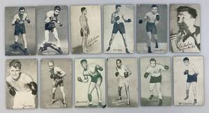 lot 196 image: Misc. 1930s-40s Boxer Exhibit Cards Including (Barney Ross) & More 3 38 x 5 38 (Please See Photos For Condition)
