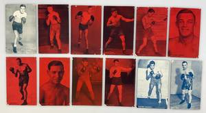 lot 202 image: Misc. 1930s-40s Boxer Exhibit Cards Including (Vince Dundee) & More 3 38 x 5 38 (Please See Photos For Condition)