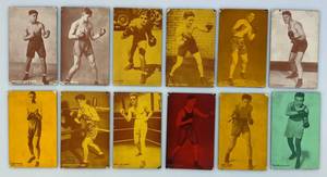 lot 203 image: Misc. 1930s-40s Boxer Exhibit Cards Including (Cannonball Eddie Martin) & More 3 38 x 5 38 (Please See Photos For Condition)