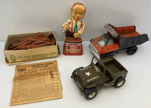 lot 212 image: Vintage Toys Including Tonka Army Jeep And More (As Seen)