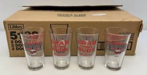 lot 218 image: Case Of 20 Minnesota Twins Budweiser Go Grab Some Buds Beer Glasses (NEW)
