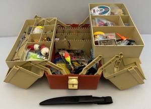 lot 240 image: Vintage Tackle Box Filled With Tackle