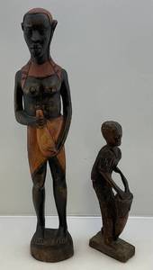 lot 247 image: Vintage Hand Carved Tribal Statues 1 14 1 23 12