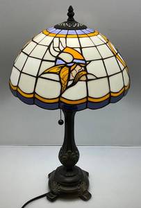 lot 264 image: Vintage Stained Glass Vikings Lamp