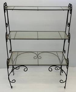lot 273 image: Ornate Metal And Glass Plant Shelf  29 12 L  x 42 H x 12 W