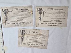 lot 28 image: Antique Mosely Suction and Force Pump Advertisement Cards - Set of 4