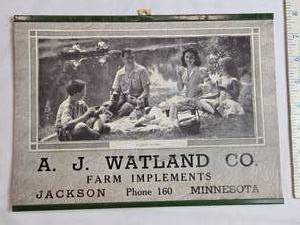 lot 31 image: 1950 A. J. Watland Co. Farm Implements Kenyon Farmers Calendar - Jackson, MN