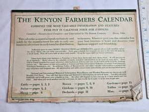 lot 33 image: 1948 Kenyon Farmers Calendar by Kenyon Company, Bryan, OH