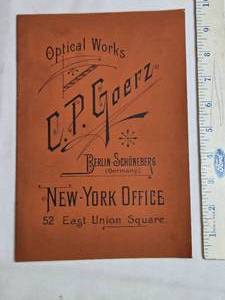 lot 38 image: Vintage C.P. Goerz Optical Works Lens Catalogue  New York Office, Berlin-Schneberg