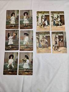 lot 54 image: Vintage Early 1900s Hand-Tinted Postcards Lot with Stamps and Postmarks 1907