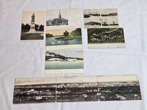 lot 59 image: Lot of 10 Antique Early 1900s Hand-Colored and Black & White Postcards  Various Scenic Views