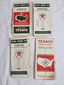lot 62 image: Vintage Texaco Road Map Lot including rare 1934 edition covering Arizona, Colorado, New Mexico, and Utah - Used and May Have Markings and Small Tears
