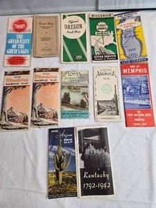 lot 65 image: Vintage 1930s-1940s U.S. Highway and Travel Map Collection, Featuring Arizona, Montana, and Kentucky - Used and May Have Writing and Markings