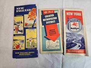 lot 72 image: Vintage Mobilgas and AAA Road Map Collection Featuring New York, Greater Metropolitan District, and New England - Used May Have Markings