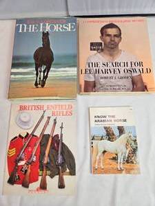 lot 92 image: Lot of 4 Books Encyclopedia of The Horse, Lee Harvey Oswald, British Enfield Rifles, Know the Arabian Horse