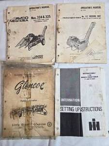 lot 96 image: Lot of Vintage Farm Equipment Operators Manuals  AVCO New Idea, Glencoe, and International