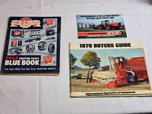 lot 154 image: 1978 International Buyers Guide, International 22 Brochure, 1963 Tractor Supply Tractor Parts Blue Book