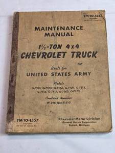 lot 169 image: 1942 Maintenance Manual for 1 12 Ton 4x4 Chevrolet Truck Built for the United States Army - Well Used See Pics for Condition