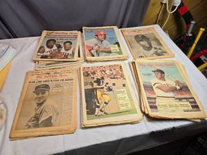 lot 180 image: Large Lot of Vintage The Sporting News Newspaper Magazines - Approximately 35 - See Pics for Condition