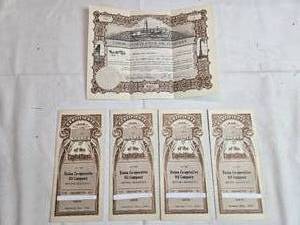 lot 181 image: Lot of 5 United Cooperative Oil Company Hector, MN Stock Certificates from the 1930s