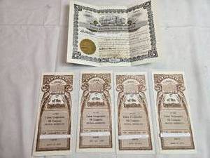 lot 183 image: Lot of 5 United Cooperative Oil Company Hector, MN Stock Certificates from the 1960s