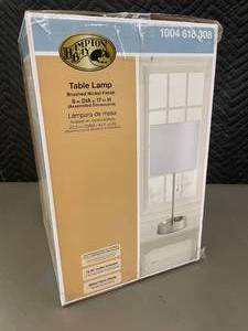 lot 8 image: Hampton Bay Table Lamp - Brushed Nickel Finish