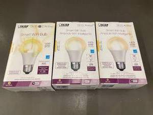 lot 45 image: Lot of 3 Feit Electric Smart WiFi LED Bulbs 60W