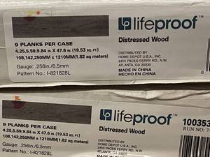 lot 52 image: 5 X Lifeproof Distressed Wood Planks - 9 Planks per Case