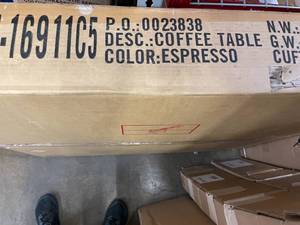 lot 108 image: Furniture of America Espresso Coffee Table - YNJ-16911C5