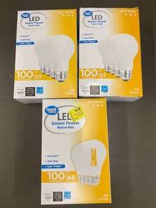 lot 61 image: Great Value LED General Purpose Medium Base Bulbs - 3 Packs of 4