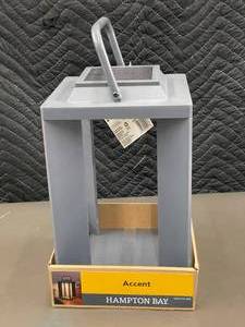 lot 154 image: Hampton Bay 11 in LED Solar Lantern - Gray Finish