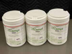 lot 144 image: Lot of 3 PREempt Disinfectant Cleaner Wipes - 160 Sheets Each