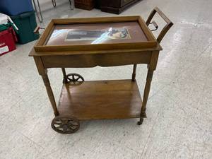 lot 328 image: Vintage Wood Serving Cart
