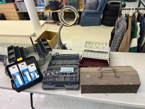 lot 384 image: Drill Bits, Tools Boxes & Tackle Boxes
