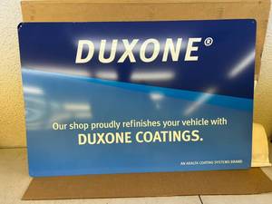 lot 514 image: NIB Duxone Coatings Metal Sign 24 x 36