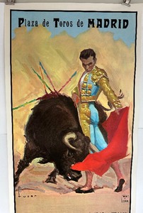 lot 30 image: VINTAGE Plaza De TOROS Poster July 1943 BARCELONA