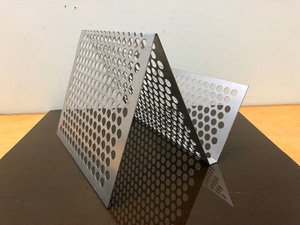 lot 43 image: Excellent Retro Industrial Modern BLUE DOT Perforated Steel Magazine Rack or Record Album Holder