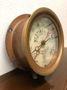 lot 44 image: Awesome Old Vintage WESTINGHOUSE Solid Brass Industrial Gauge