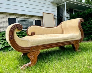 lot 67 image: Great Looking Ornate Victorian Claw Foot Fainting Couch or Loveseat 