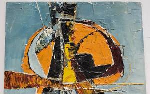 lot 76 image: Mid Century Style Original Abstract Painting Signed R. Wirz 24