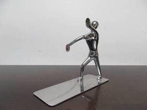 lot 205 image: Chrome Modern Man Figure Sculpture Pop Art Bookend