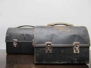 lot 91 image: Pair of Old Vintage Metal Lunchboxes
